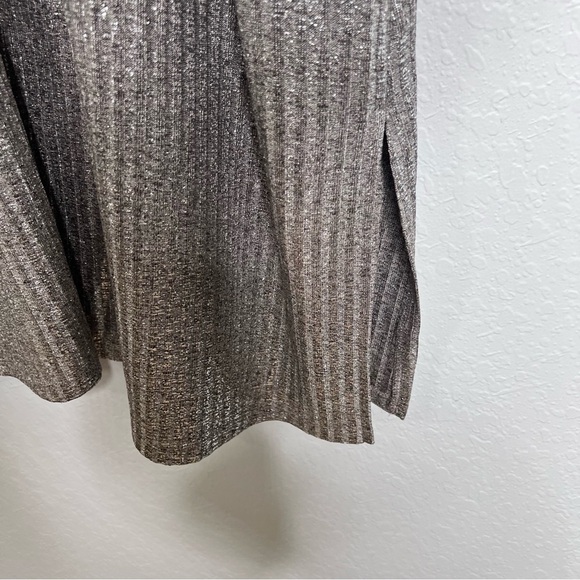 Lane Bryant Cardigan Women 22 24 Duster Tan Silver Metallic Open Front J - Picture 4 of 8